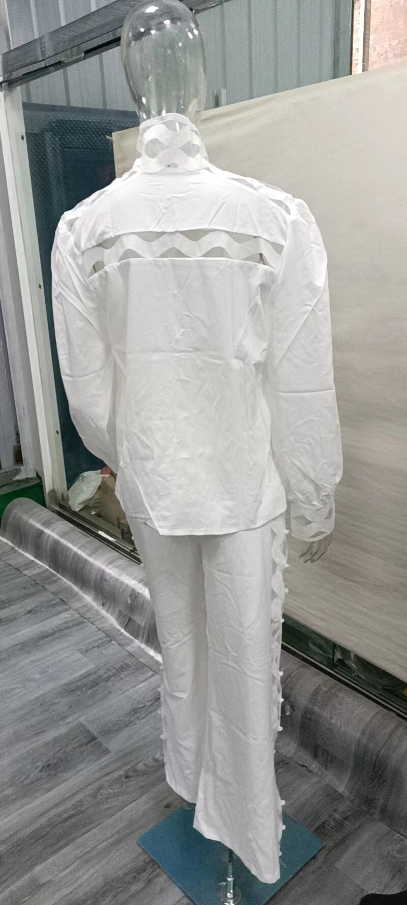 Two Piece Pants Sets Sexy Hollow Out Women Autumn Clothing Stand